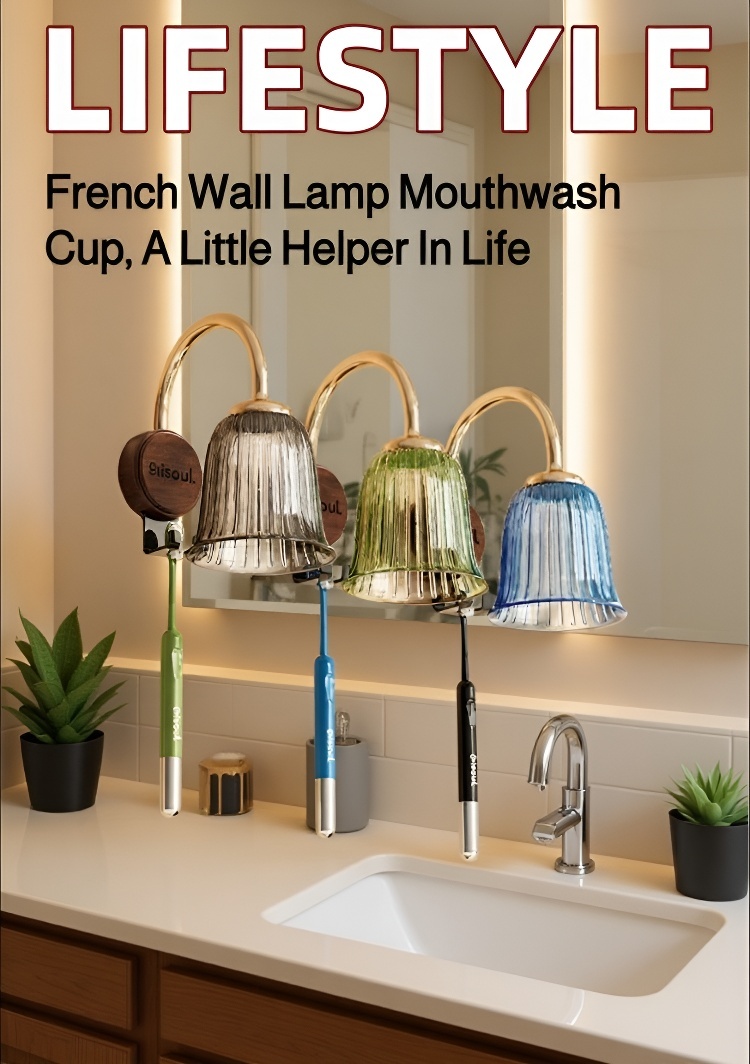 Inverted Magnetic Toothbrush Organizer mounted on bathroom wall