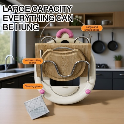 Kitchen nopunch double wall pot lid storage rack