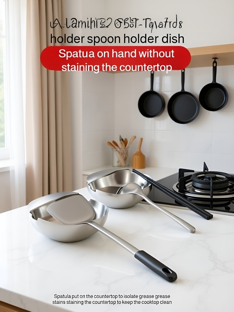 Close-up of stainless steel utensil holder finish