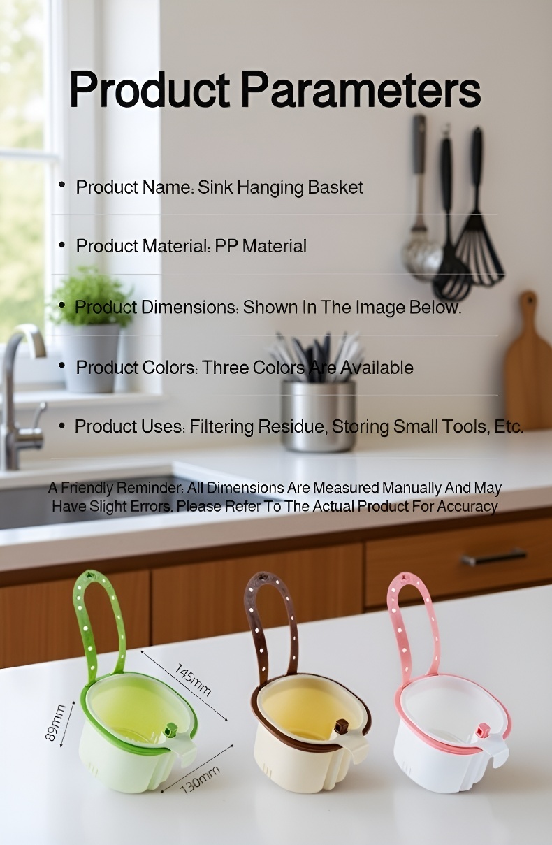 Space-saving sink basket for storing cleaning tools
