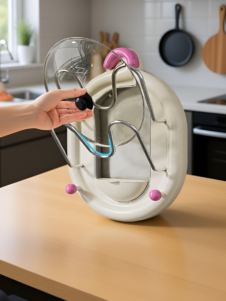 Space-saving double wall rack for pot lids