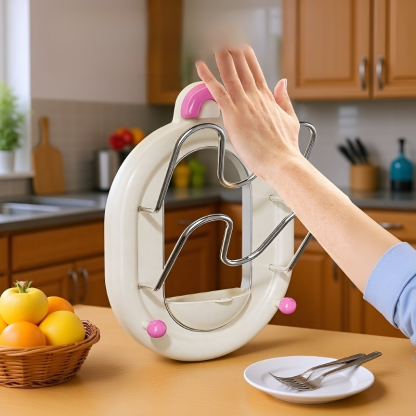 Kitchen nopunch double wall pot lid storage rack