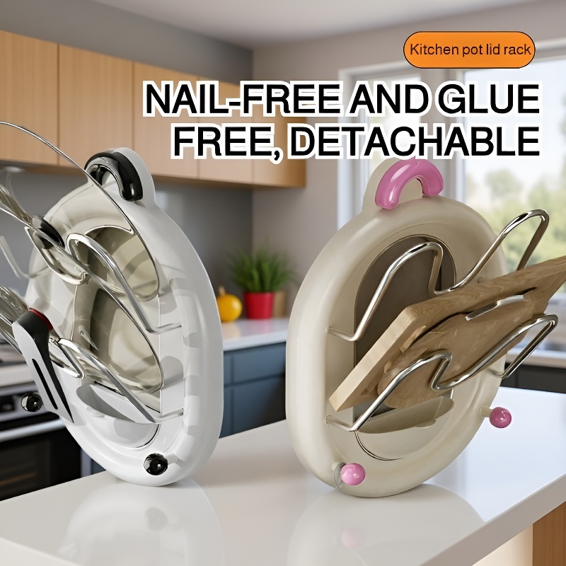 Kitchen nopunch double wall pot lid storage rack