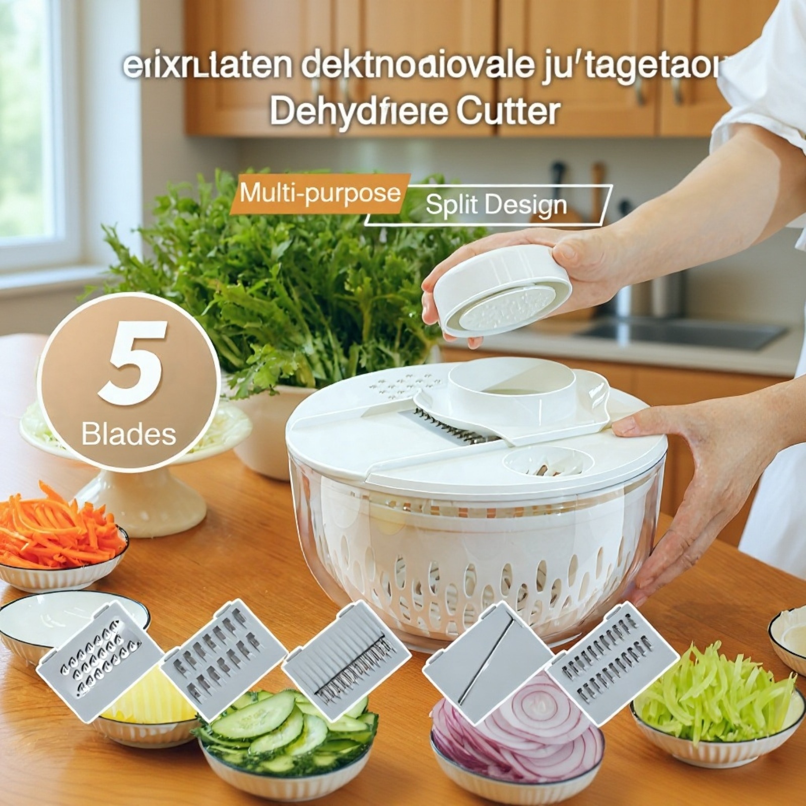 Multi-functional vegetable slicer with attached drain basket