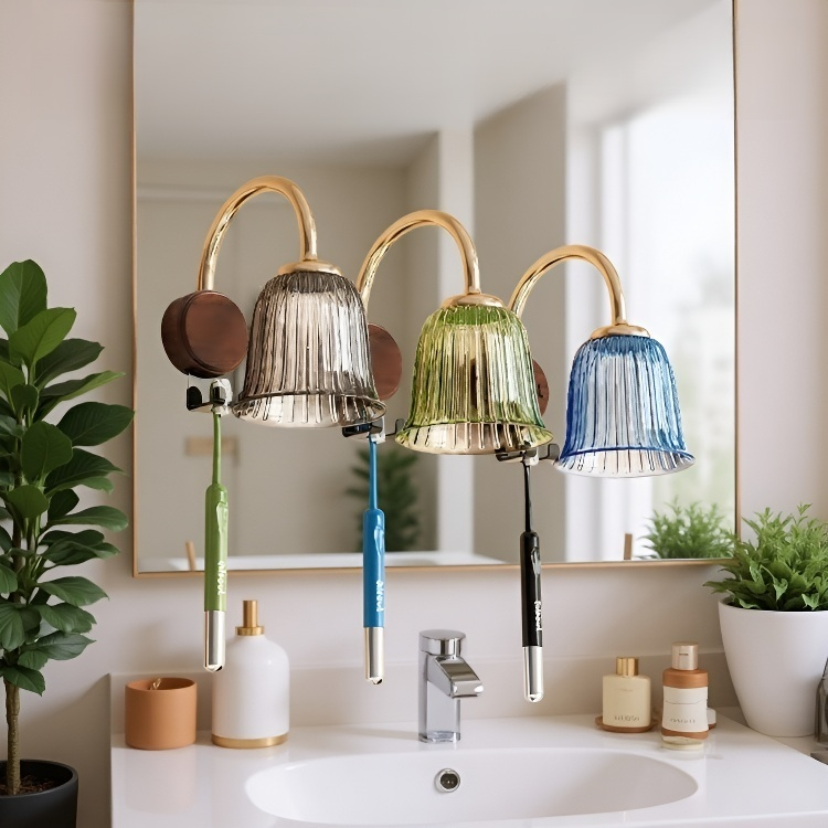 Inverted Magnetic Toothbrush Organizer with Suction Mount