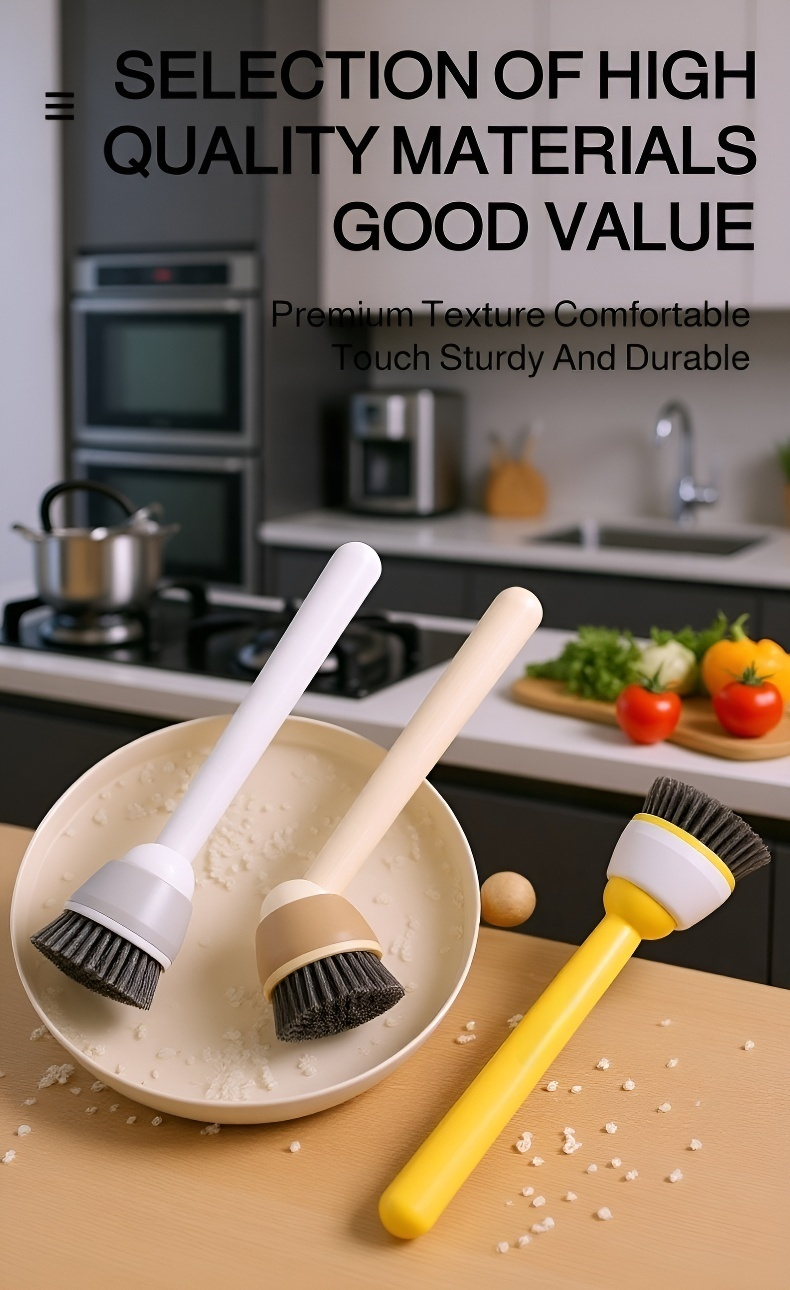 Non-slip grip adjustable pot brush