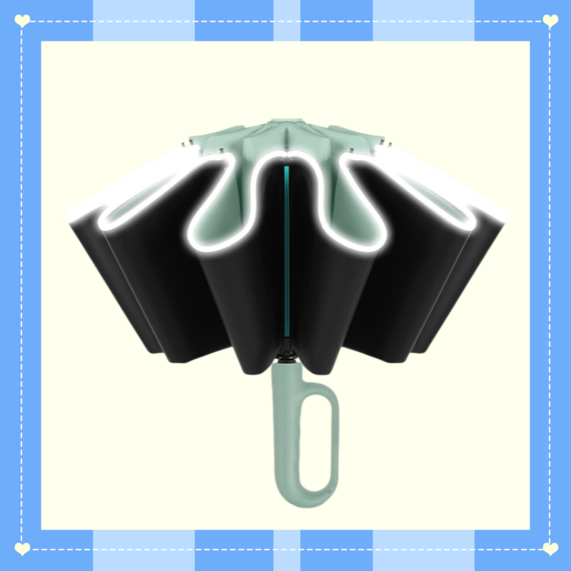 Faltbarer Sonnen- und Regenschirm mit rückseitigem Schnallenverschluss