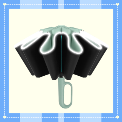 Faltbarer Sonnen- und Regenschirm mit rückseitigem Schnallenverschluss