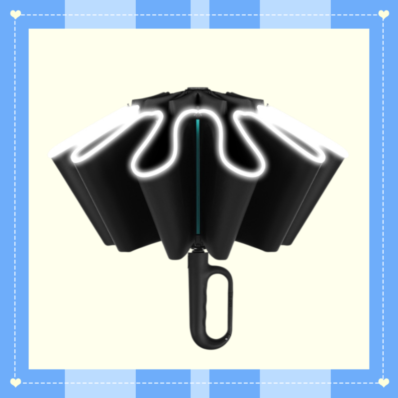 Faltbarer Sonnen- und Regenschirm mit rückseitigem Schnallenverschluss