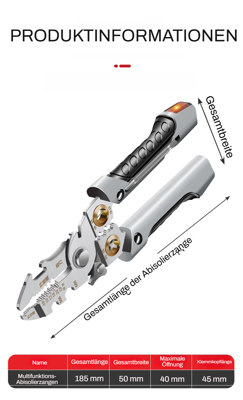 Crimpfunktion der 21-in-1 Zange