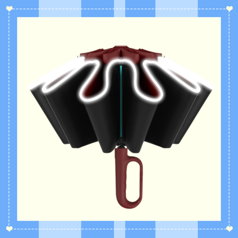 Faltbarer Sonnen- und Regenschirm mit rückseitigem Schnallenverschluss