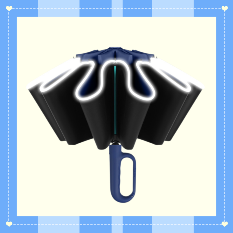 Faltbarer Sonnen- und Regenschirm mit rückseitigem Schnallenverschluss