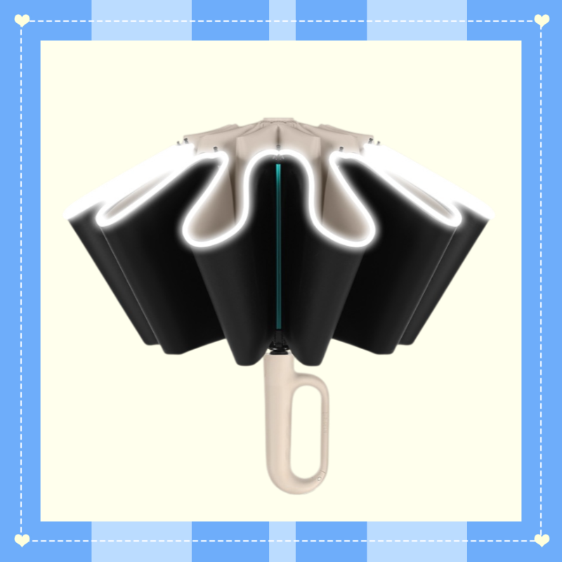 Faltbarer Sonnen- und Regenschirm mit rückseitigem Schnallenverschluss