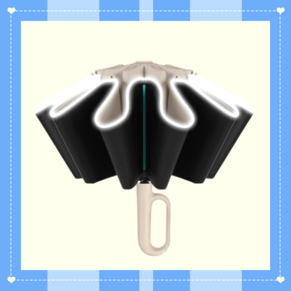 Faltbarer Sonnen- und Regenschirm mit rückseitigem Schnallenverschluss