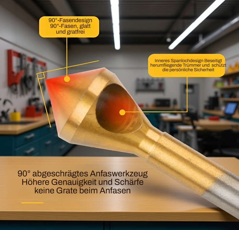 Fasenfräser-Bohrer für Holz, Metall und Kunststoff