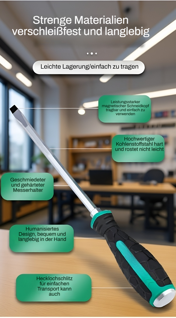 Präziser Schraubendreher mit Durchgangsklinge