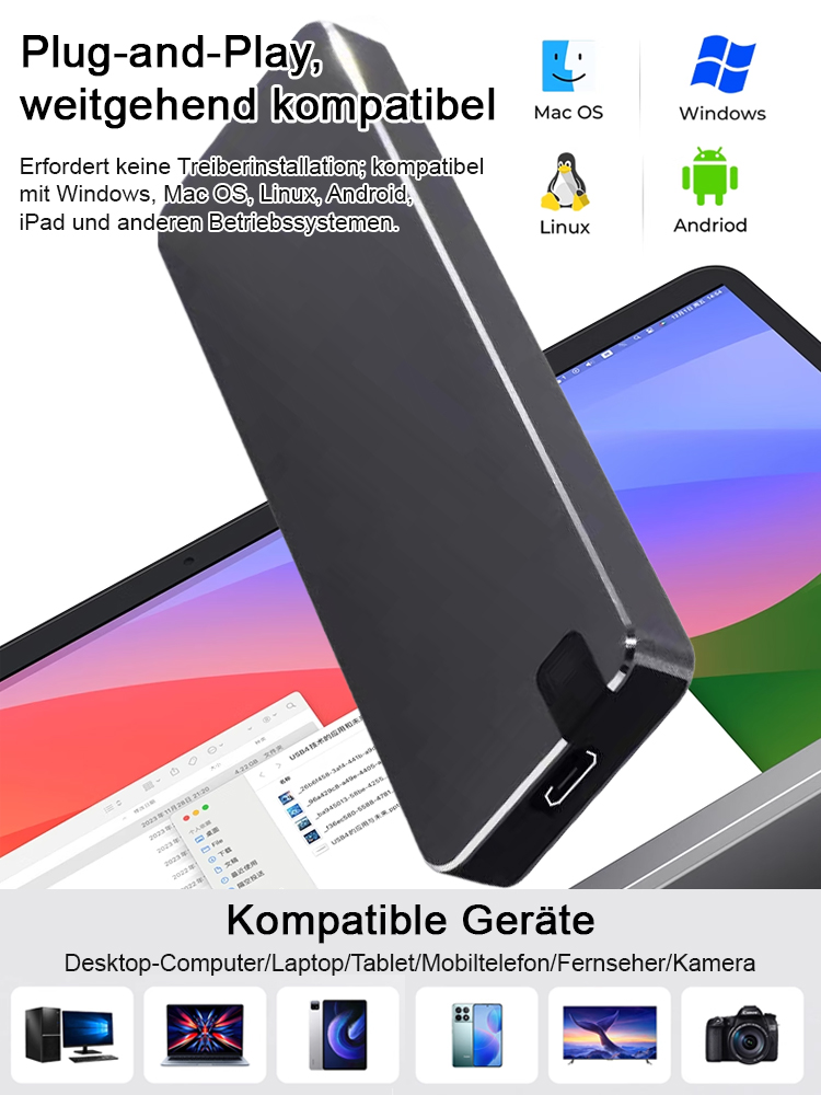 💿TÜV-zertifizierte 16TB SSD aus dem Silicon Valley, 3700MB/s, AES-256-Verschlüsselung, plug&play