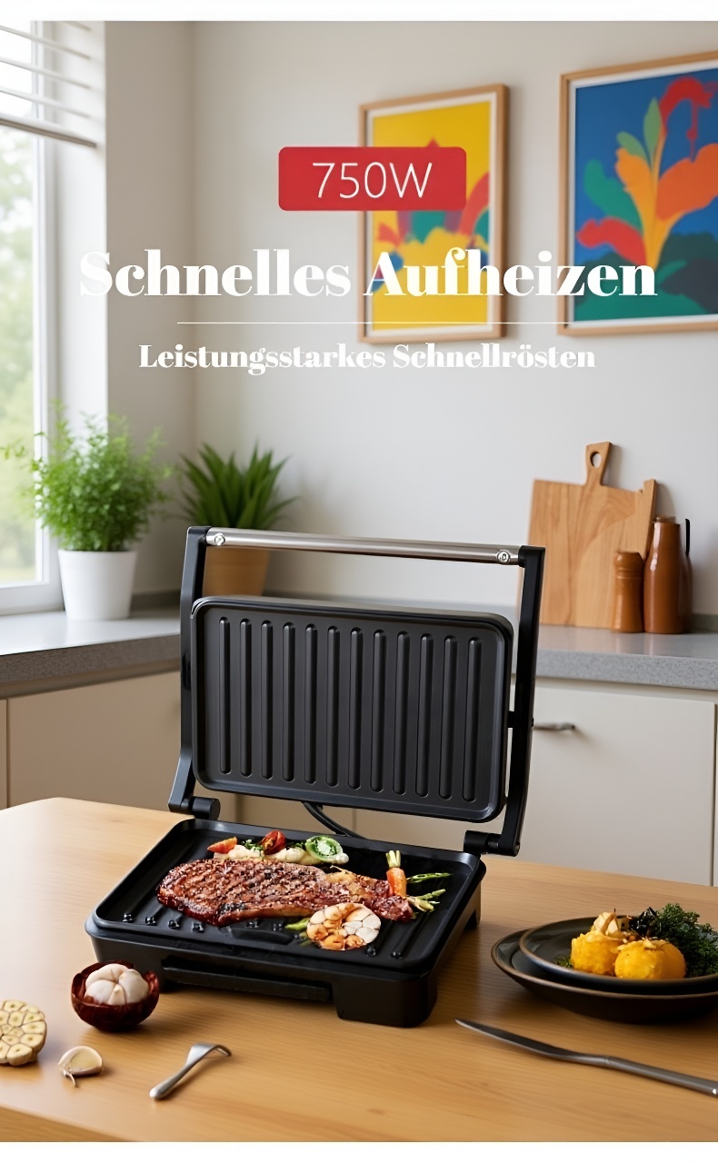 Einfache Bedienung des Sandwichmakers mit Kontrollleuchten