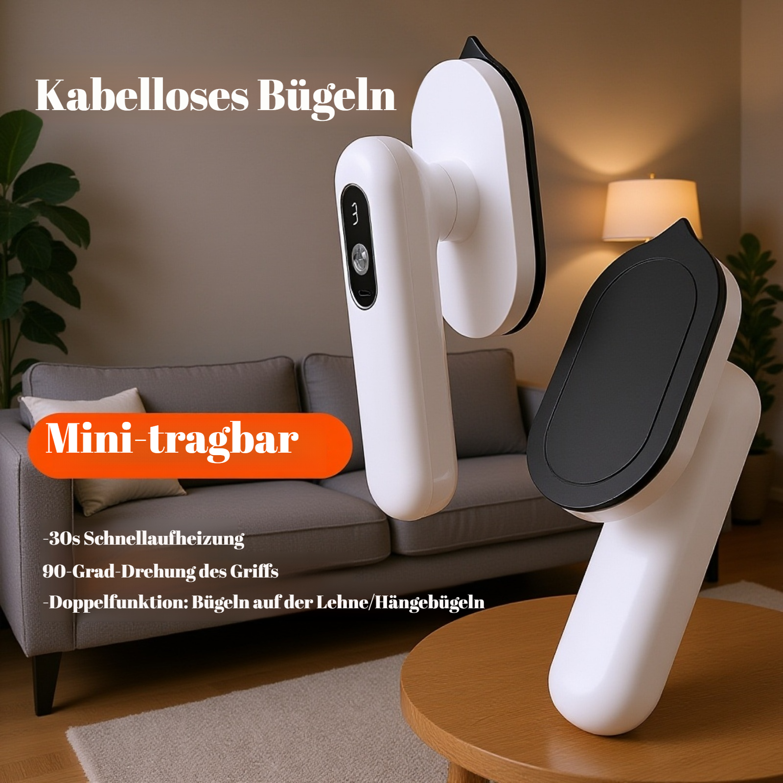 Leichtes tragbares kabelloses Mini-Bügeleisen von vorne