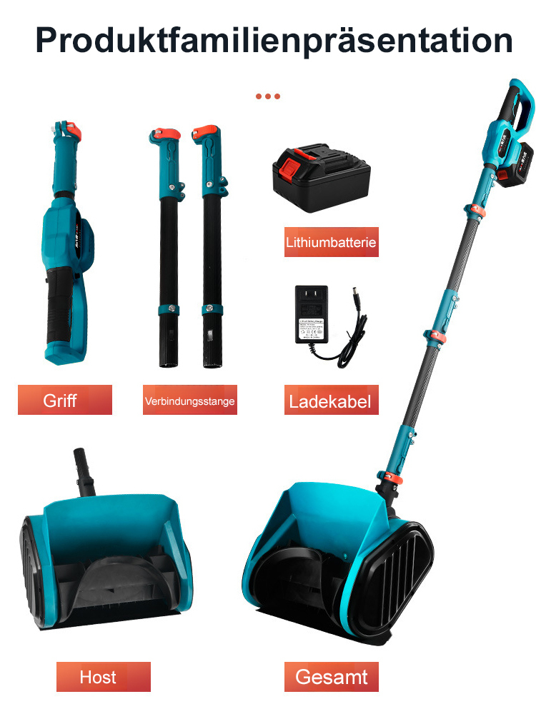 【Rückenschonendes Design】21V Lithium-Akku Dreifach-Faltbare Abnehmbare und Verbindbare Schneefräse ❄️Leise und leistungsstark 🔋