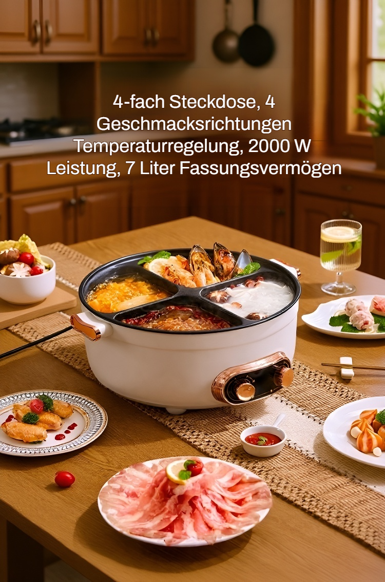 Elektrischer Vierfach-Kochbehälter – Gesamtansicht