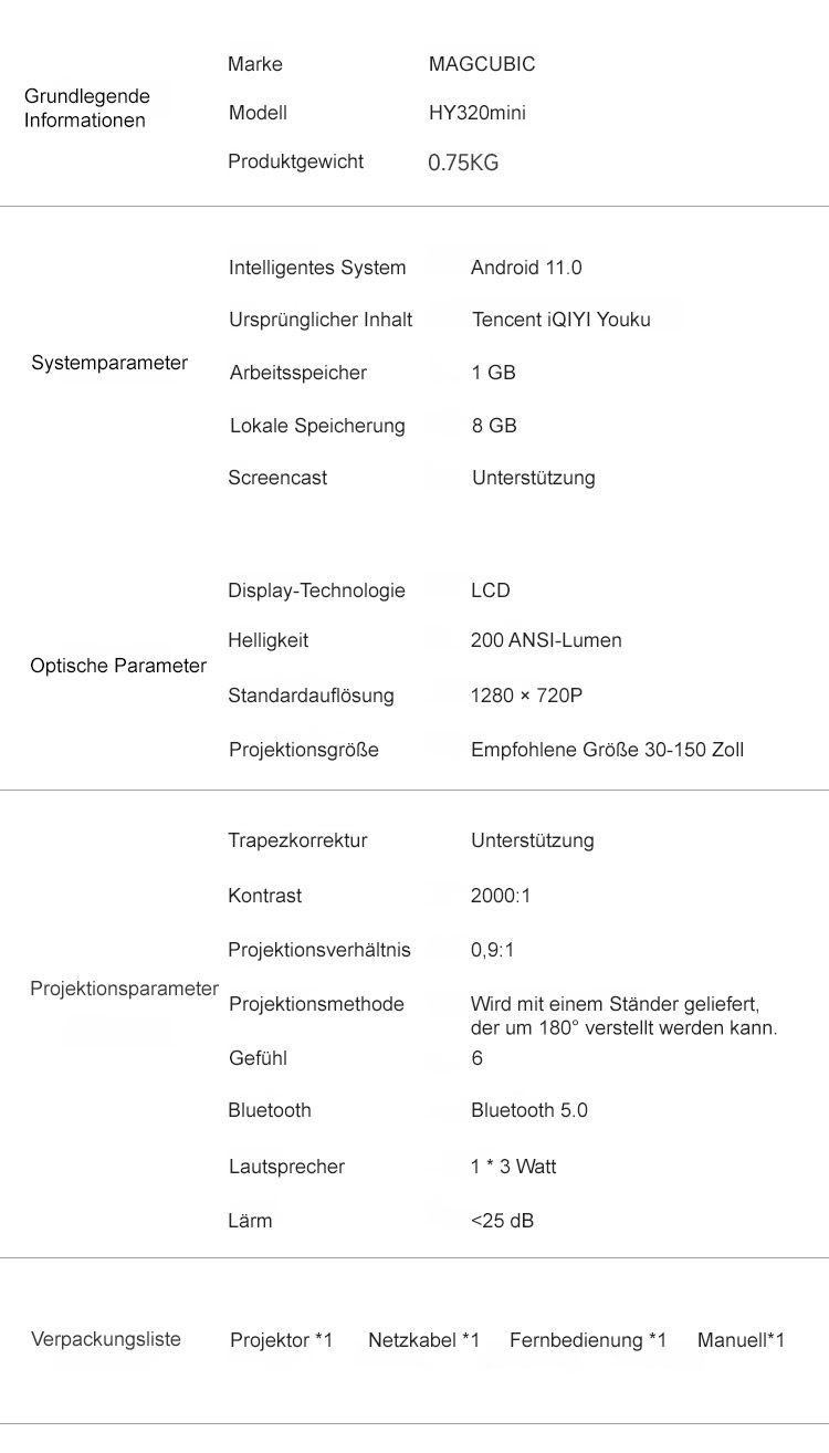 Modernes Design des Ultra-HD Schwenkprojektors
