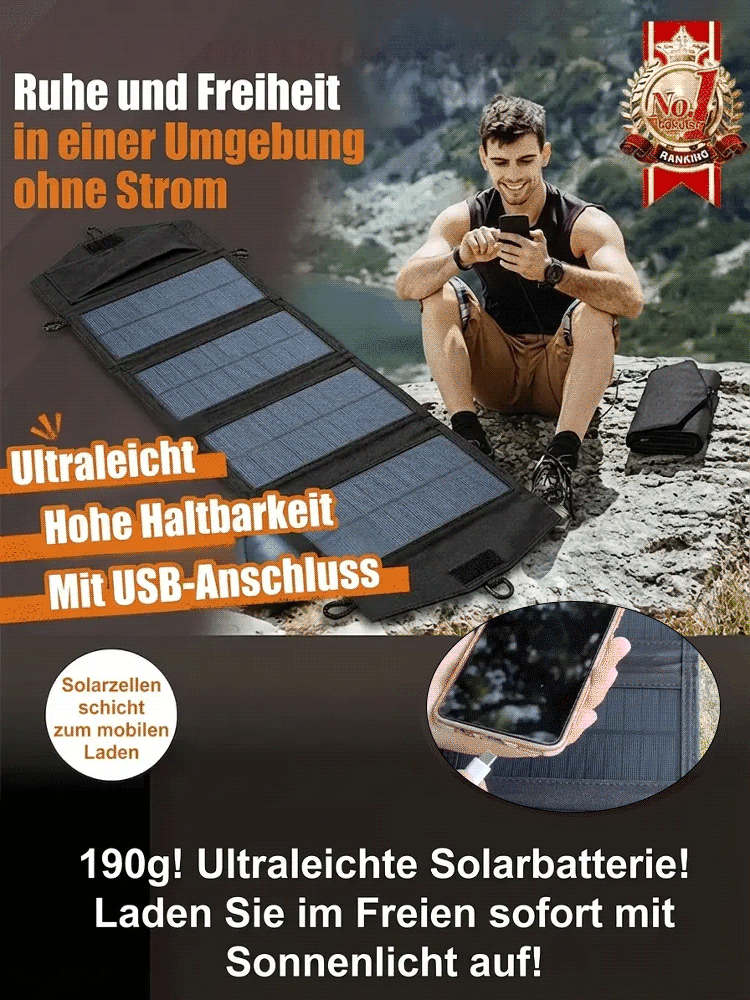 Solar Ladegerät für 20 Handys Täglich Schnellladung IP68 Wasserdicht 1mm Ultradünn ⭐ Tragbar ⭐ Outdoor ⭐ Krisenvorsorge ⭐