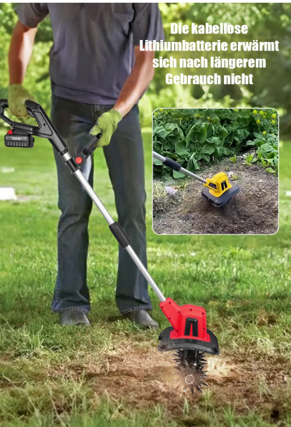 Ultralockerer, kabelloser Bodenlockerer | Spart 90% der Muskelkraft⭐ Kabellose Bodenfräse 15000 U/min Solingen Stahlmesser 4,5kg Leichtgewicht 20cm Arbeitstiefe Profi Gartenhelfer ⭐