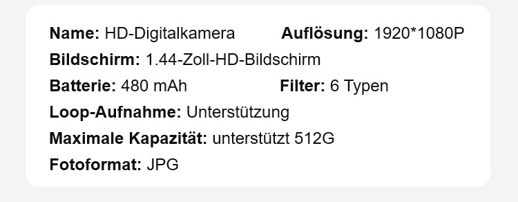 Mini Digitalkamera Zubehör-Set