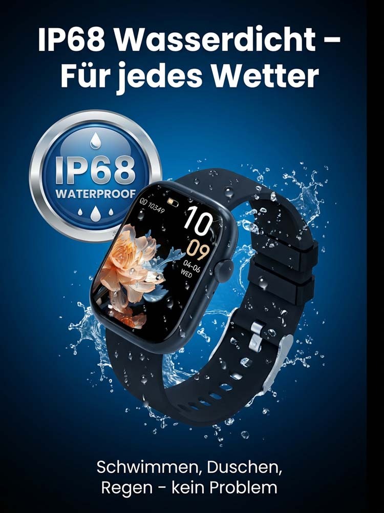 VitalGuard Pro Smartwatch | 24h EKG und Sturzerkennung für Senioren | Deutscher Präzisionssensormit GPS ❤️⌚