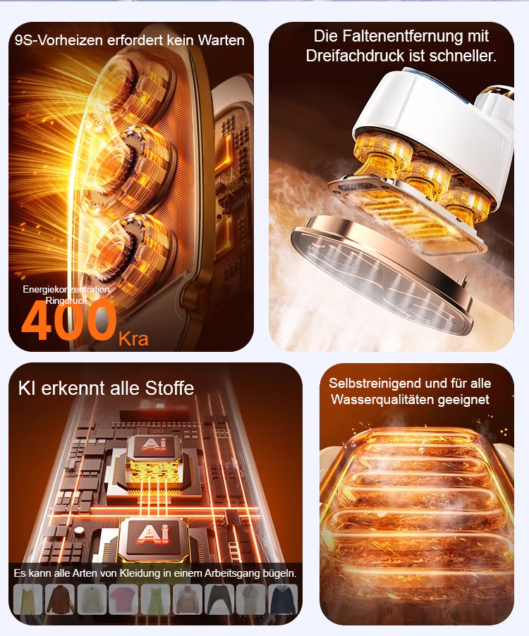 Tragbares Dampfbügeleisen entfernt Falten effektiv