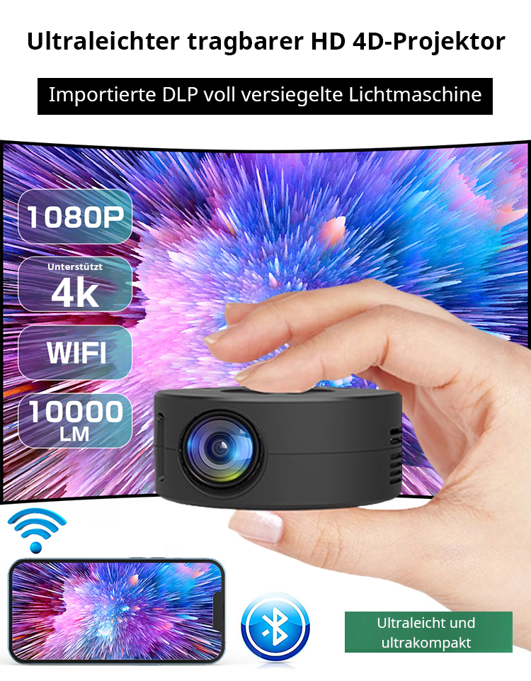 Modernes Design des ultraleichten 4D-Projektors