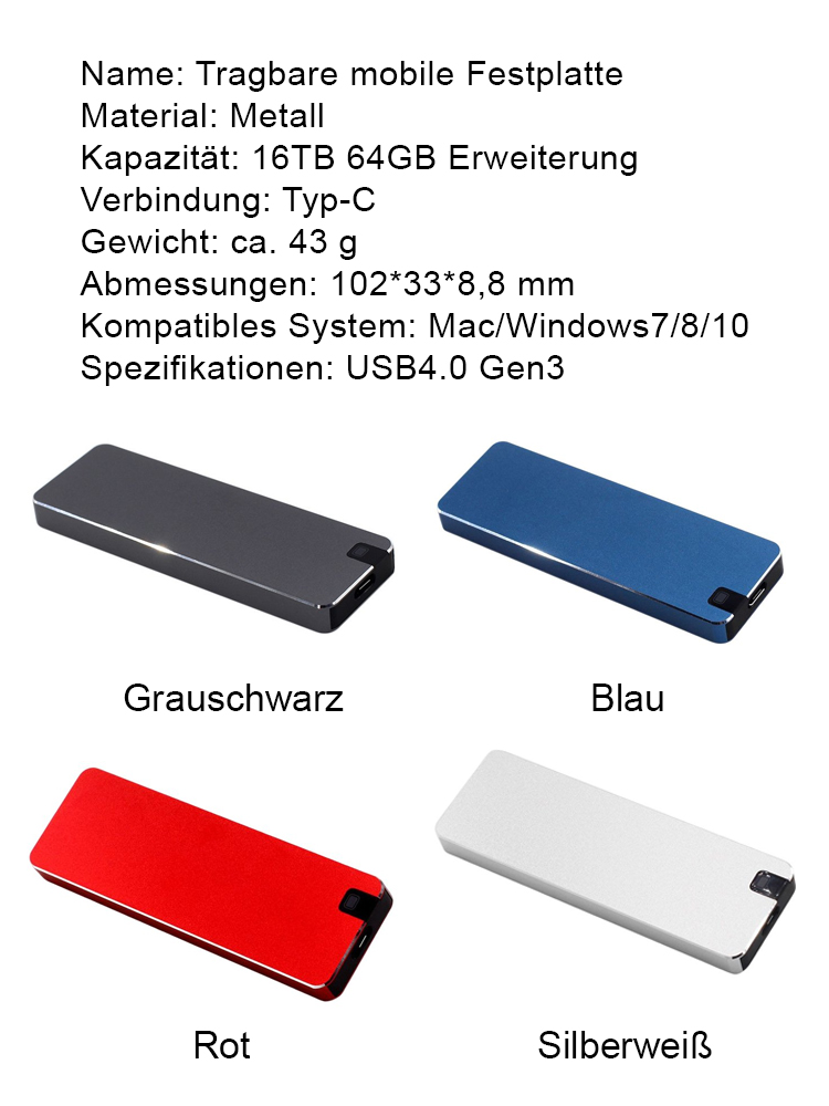 💿TÜV-zertifizierte 16TB SSD aus dem Silicon Valley, 3700MB/s, AES-256-Verschlüsselung, plug&play