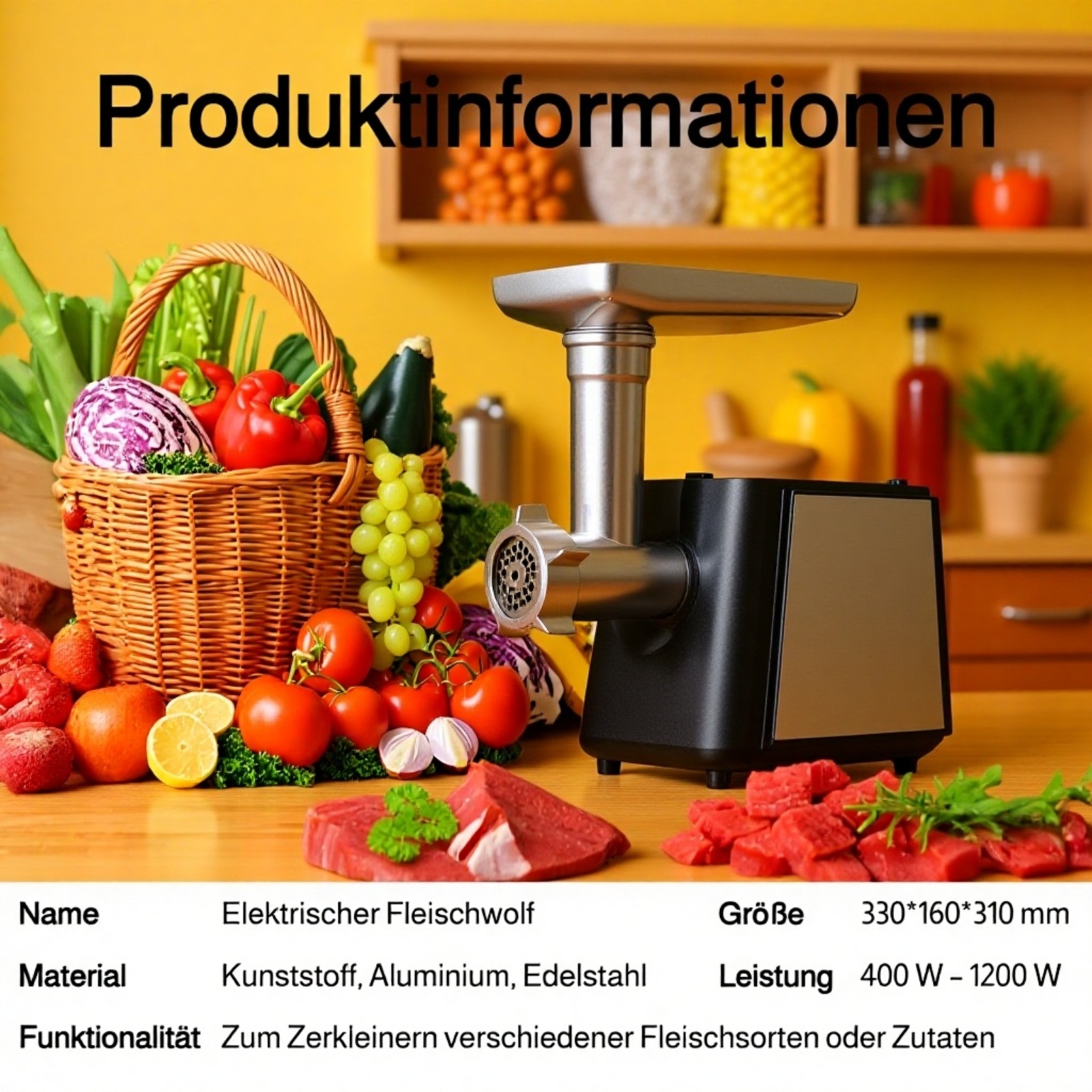 Fleischwolf mit sicherem Edelstahlgehäuse