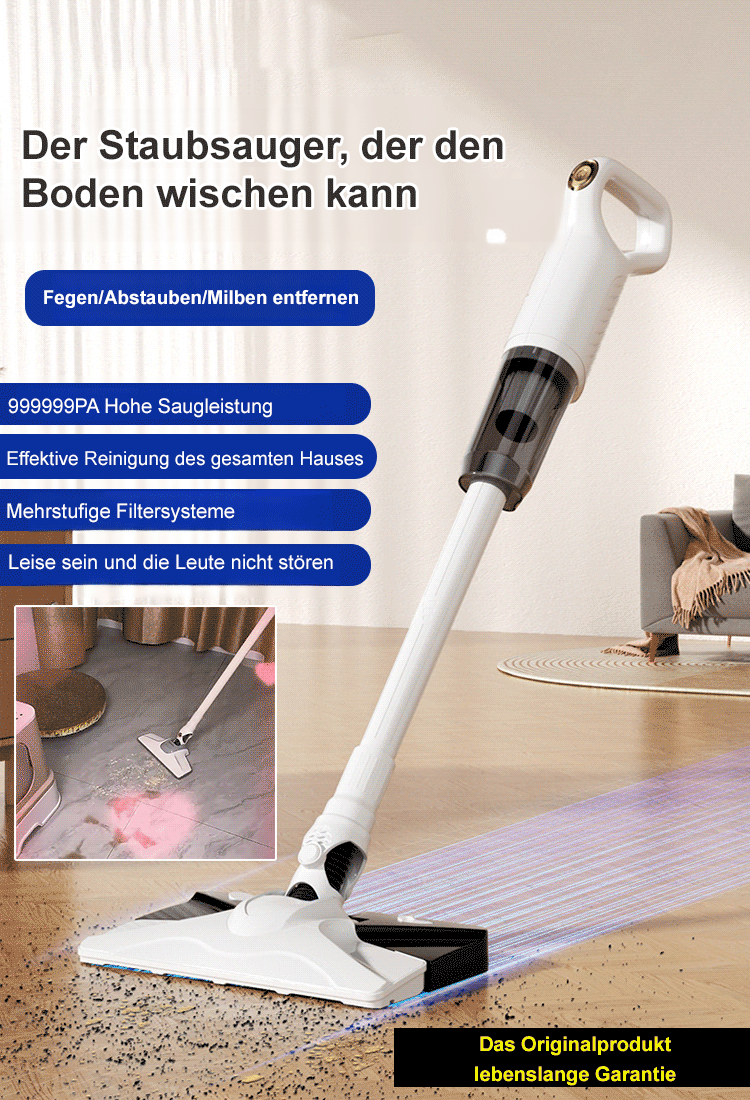 ⭐ Kabelloser Staubsauger 3-in-1 Saugen Wischen Milbenentfernung 999kPA Hohe Saugleistung UV-C Sterilisation Leichtes Design ⭐