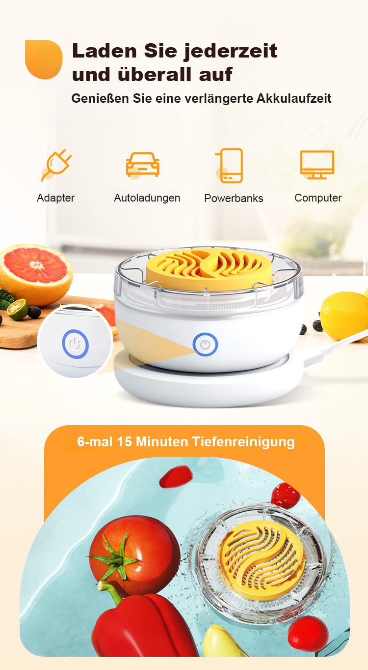 Detailansicht des multifunktionalen Obst- und Gemüse-Reinigers