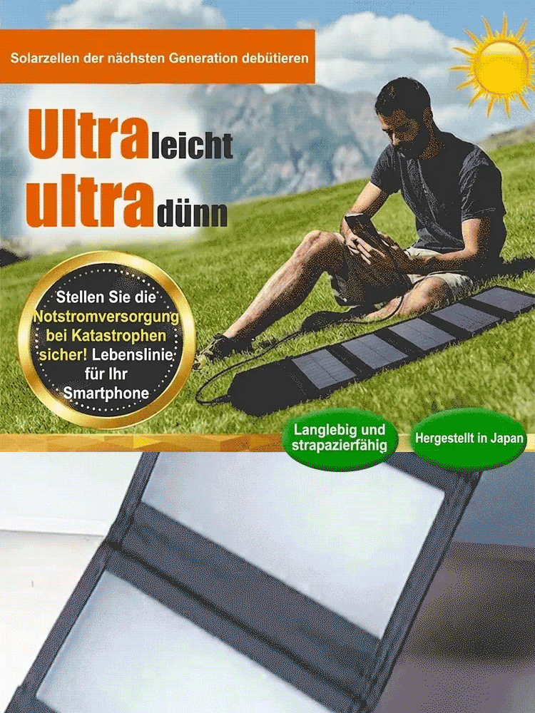 Solar Ladegerät für 20 Handys Täglich Schnellladung IP68 Wasserdicht 1mm Ultradünn ⭐ Tragbar ⭐ Outdoor ⭐ Krisenvorsorge ⭐