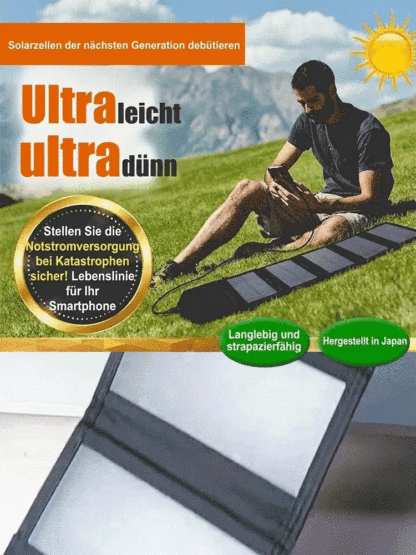 Solar Ladegerät für 20 Handys Täglich Schnellladung IP68 Wasserdicht 1mm Ultradünn ⭐ Tragbar ⭐ Outdoor ⭐ Krisenvorsorge ⭐