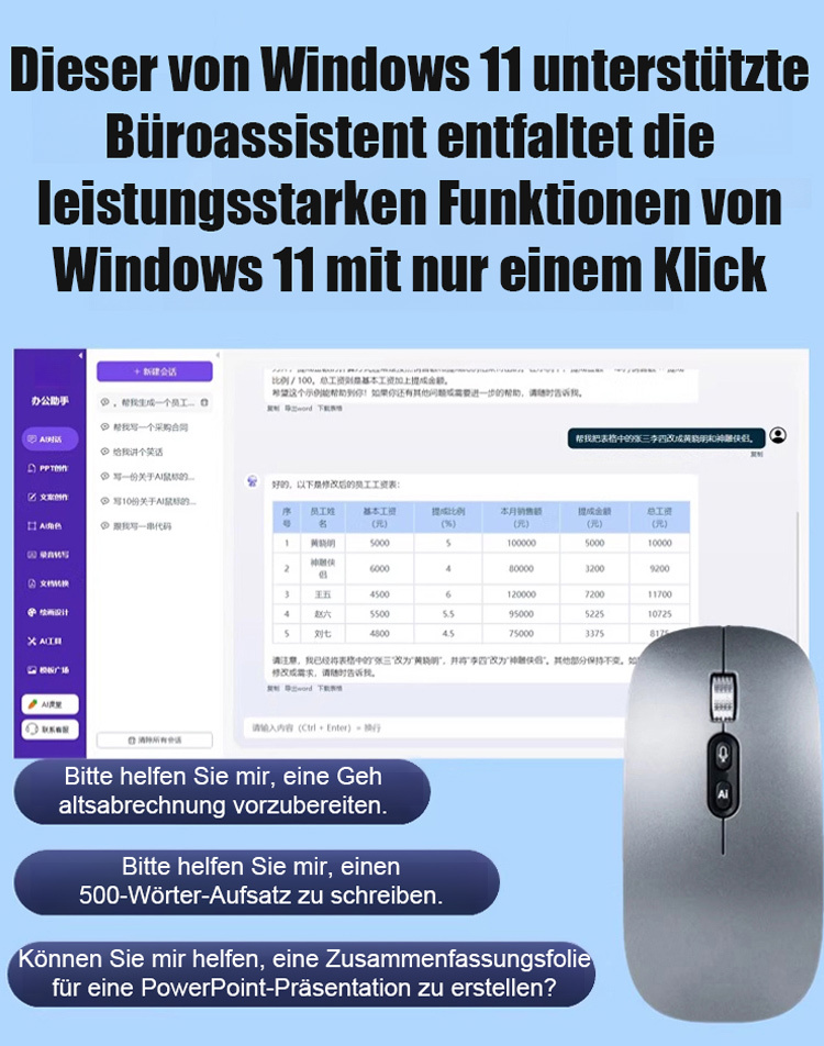 Multifunktionale kabellose Dreimodus-Maus mit Sprachübersetzung
