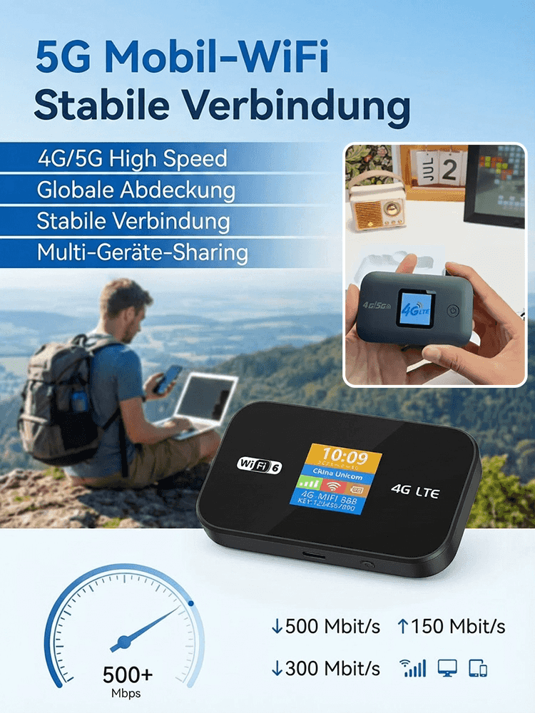 TUM-Forschung & TÜV-zertifiziert: 5G mobiler WLAN-Router, einmalig zahlen, lebenslang gratis Surfen!