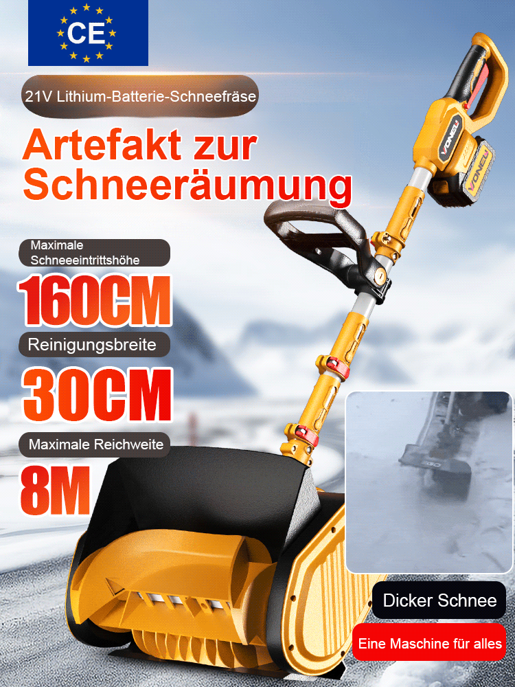 【Rückenschonendes Design】21V Lithium-Akku Dreifach-Faltbare Abnehmbare und Verbindbare Schneefräse ❄️Leise und leistungsstark 🔋