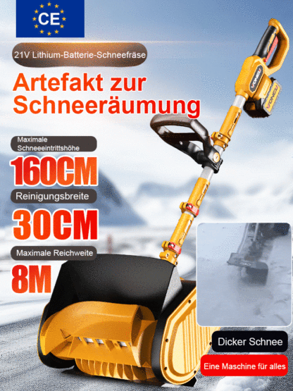 【Rückenschonendes Design】21V Lithium-Akku Dreifach-Faltbare Abnehmbare und Verbindbare Schneefräse ❄️Leise und leistungsstark 🔋