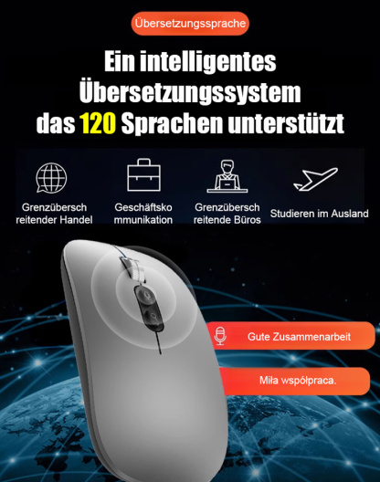Multifunktionale kabellose Dreimodus-Maus mit Sprachübersetzung