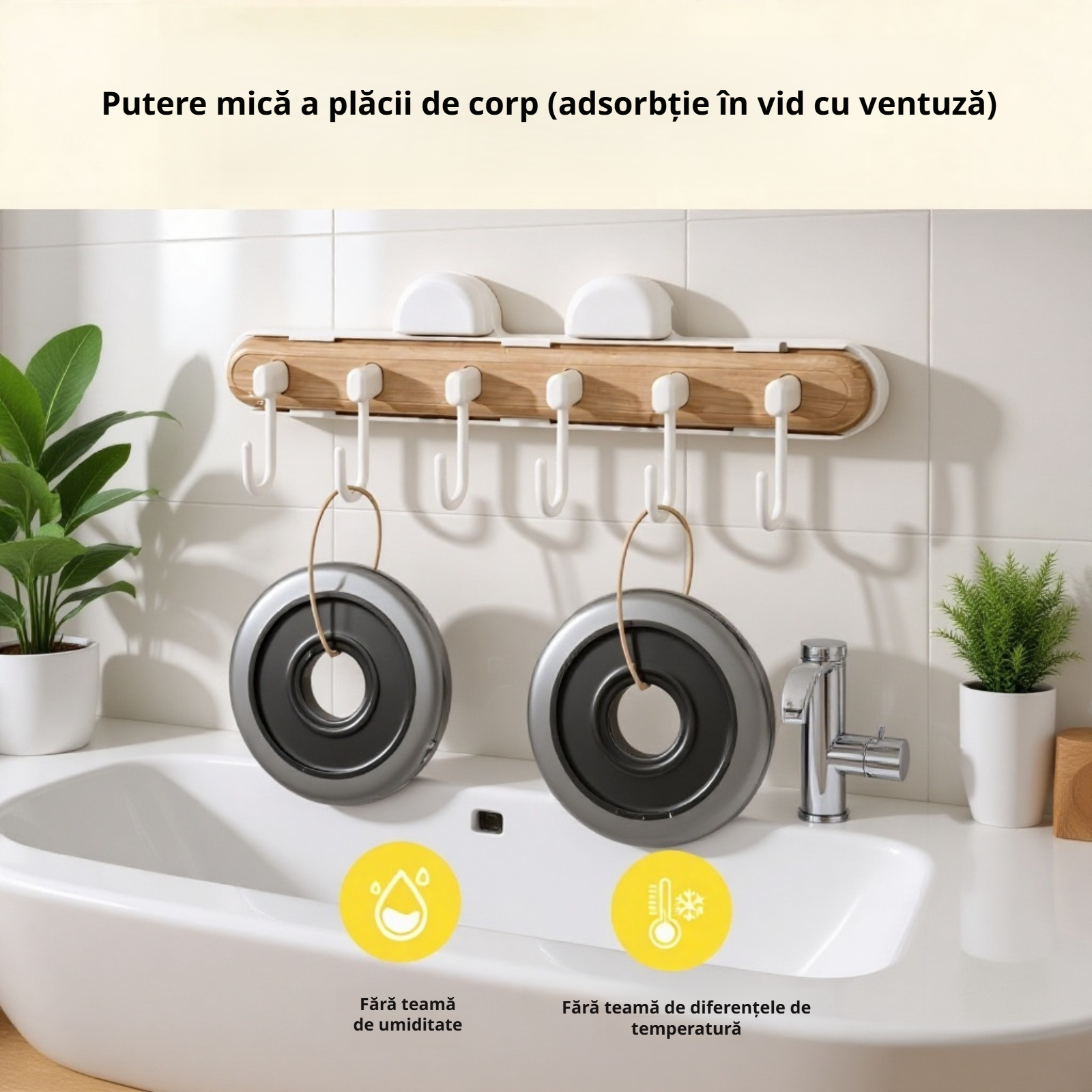 Agățător universal cu ventuză pentru perete