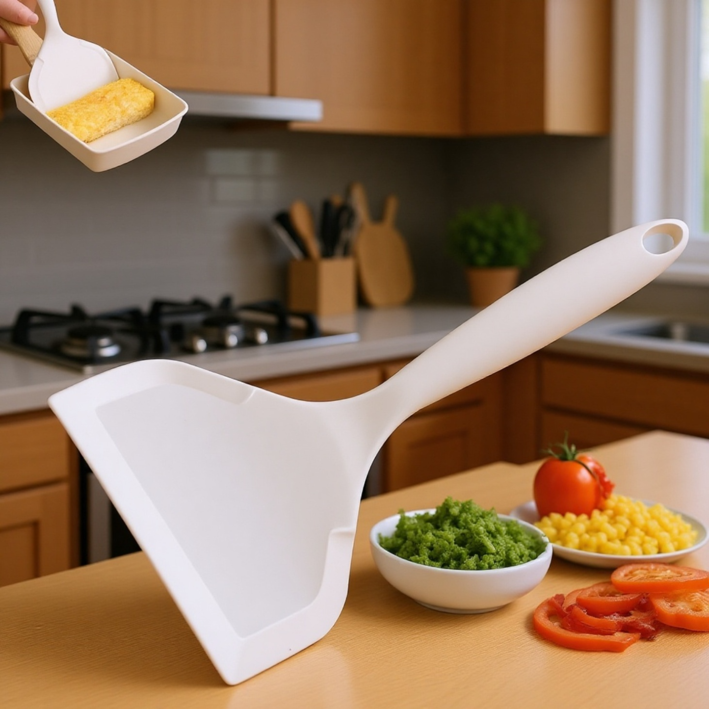 Spatulă largă pentru tigaie tamagoyaki, ustensile de bucătărie, antiaderentă, două culori