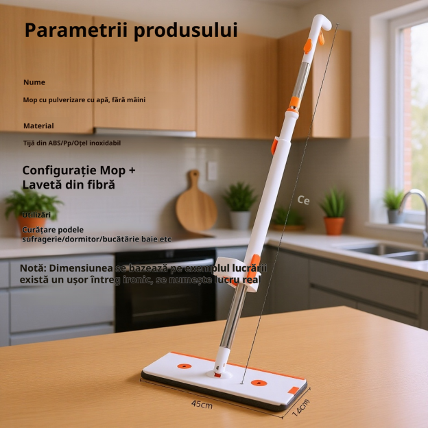 Mop inovator cu pulverizare, multifuncțional, spălare fără mâini, artefact de curățare pentru casă