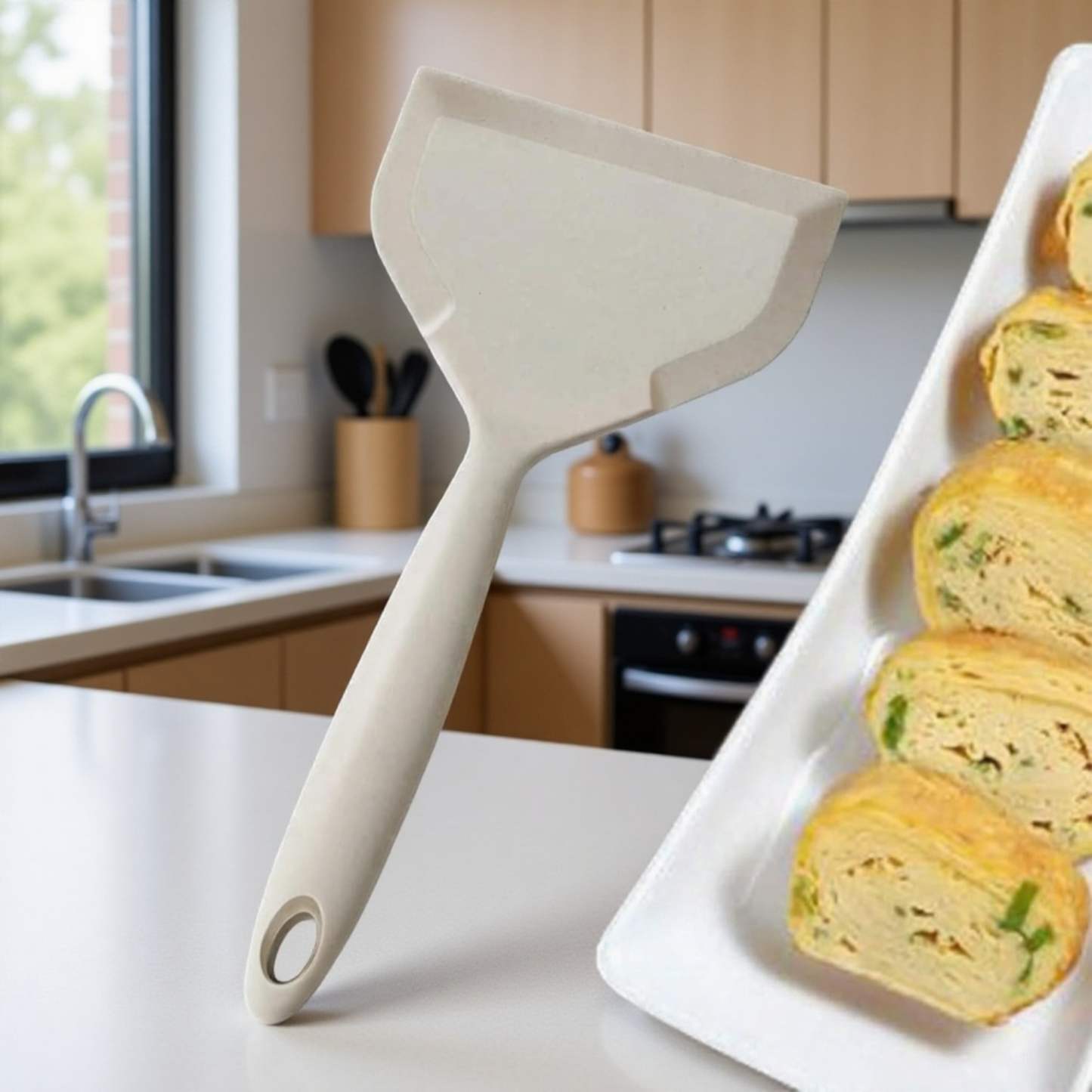 Spatulă largă pentru tigaie tamagoyaki, ustensile de bucătărie, antiaderentă, două culori