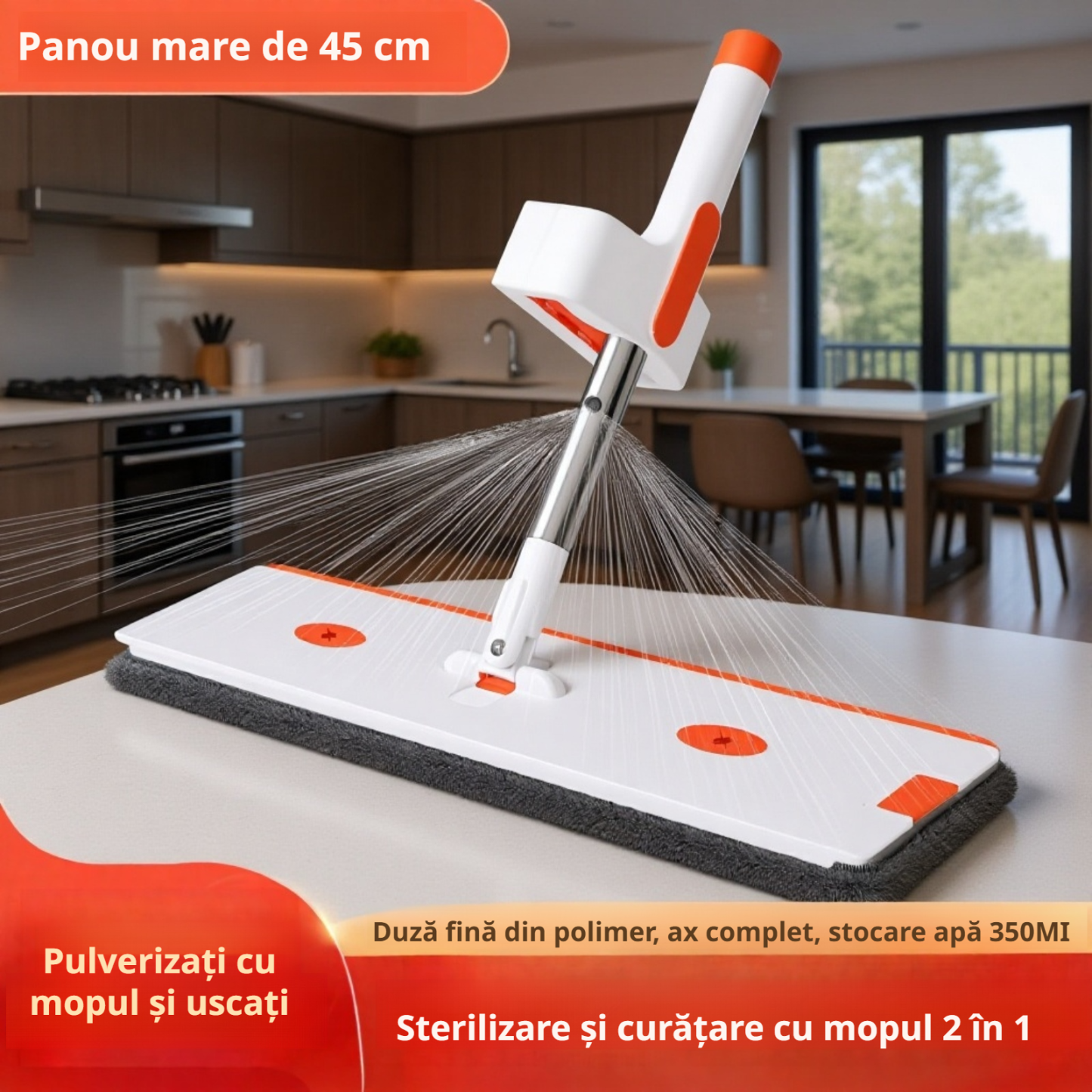 Mop inovator cu pulverizare, multifuncțional, spălare fără mâini, artefact de curățare pentru casă