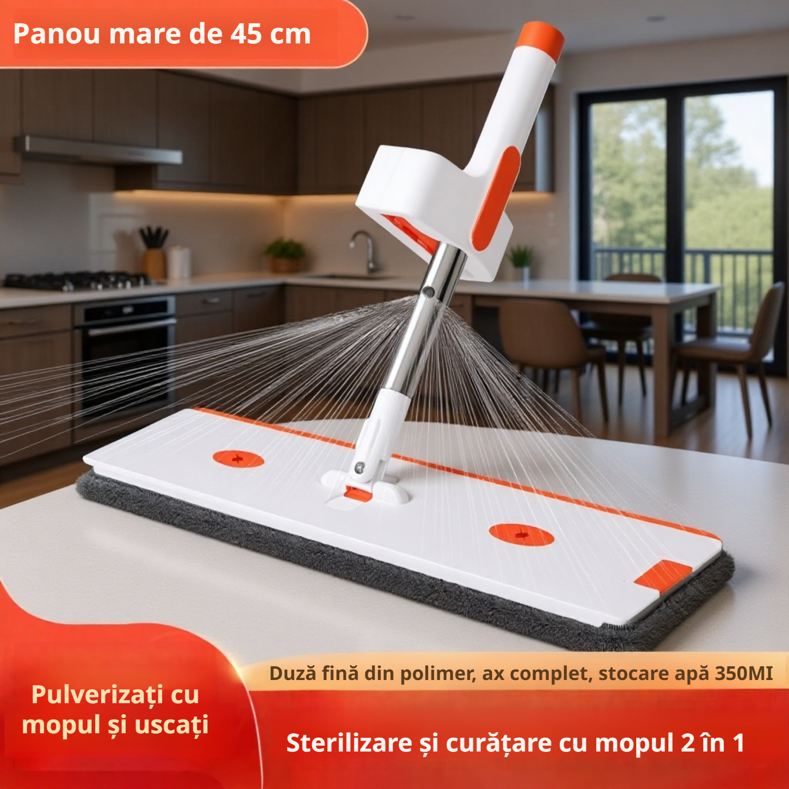 Mop inovator cu pulverizare, multifuncțional, spălare fără mâini, artefact de curățare pentru casă