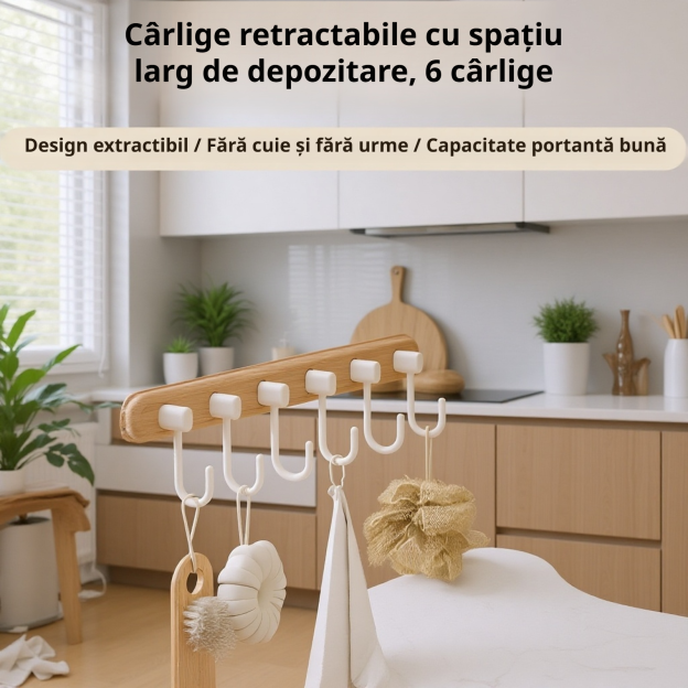 Agățător cu ventuză, montaj rapid fără găuri, nu lasă urme, pentru bucătărie